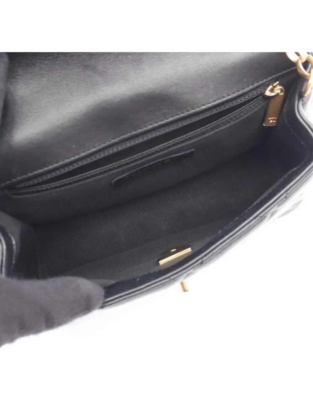 Chanel Shoulder Bag Quilted Black Lambskin Small Flap Bijou Chain
